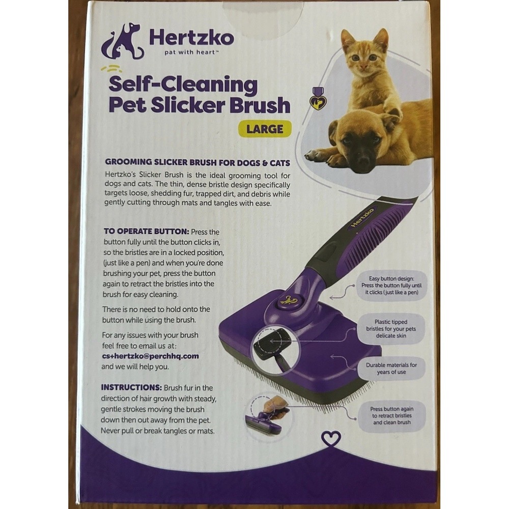 Hertzko Self-Cleaning Pet Slicker Brush, Grooming Brush for Cat & Dogs - Picture 2 of 6